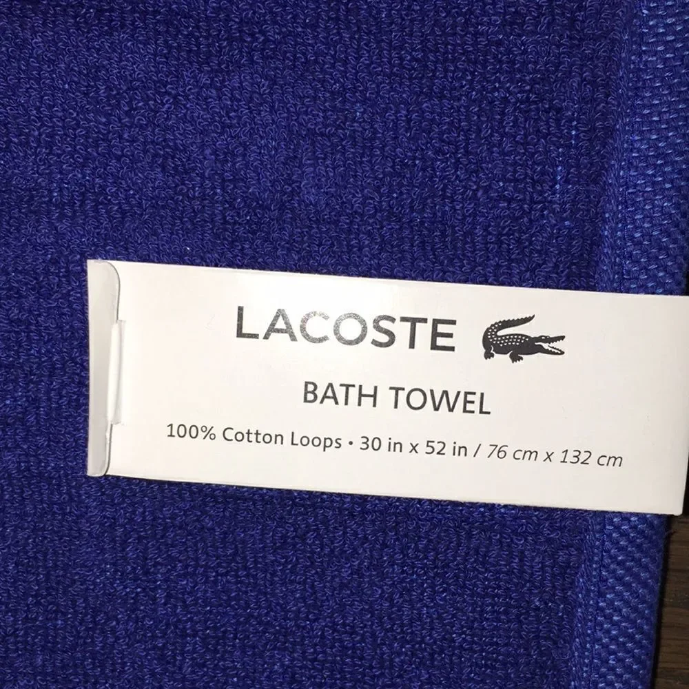2 TWO (1 pair)Stripe New Lacoste Alligator Crocodile Bath Towel 2 Tone Blue boys
